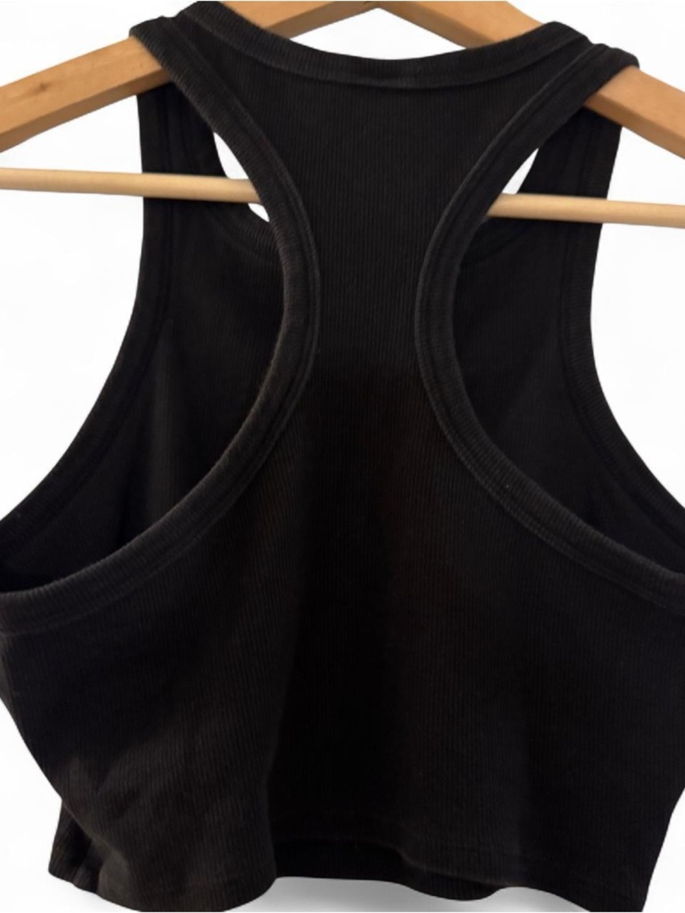 ALO Yoga Black Ribbed Cropped Racerback Tank - Picture 2 of 3